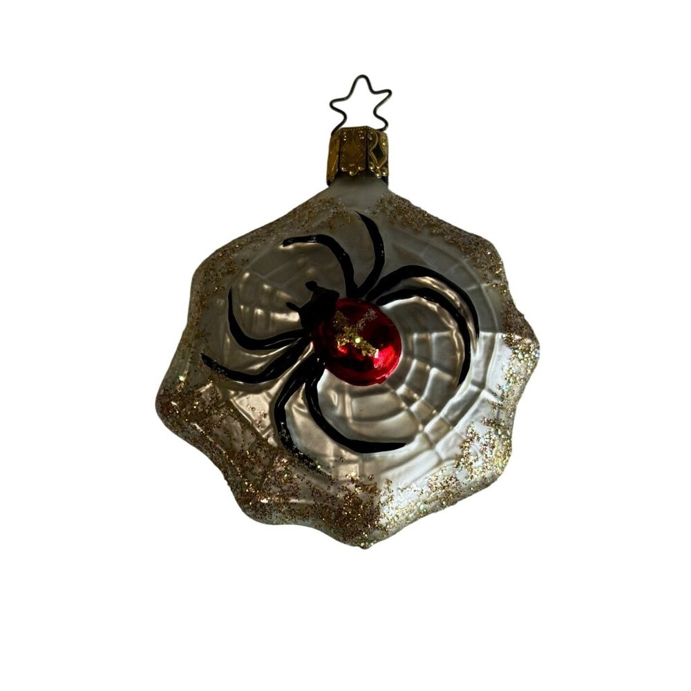 Old World Christmas Glass Ornament Spider on Web 3" Retired w/Box Glitter - Picture 4 of 5